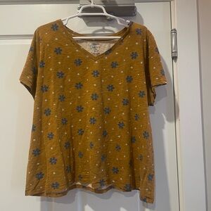 Sonoma Mustard Floral Short Sleeve Top
